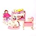 safeinu Wooden Dollhouse Funiture Kids Room Set Toy