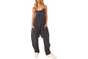 SearchI Mono Peto Suelto para Mujer,Jumpsuit de Eslinga Verano Petos de Pantalones Largo Casual con Bolsillo Clásico Color Sólido Monos de Pierna Ancha Playa Pantalón,S-2XL