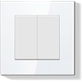 BSEEDLIFE Recessed Wall Switch, Wall Switch with Glass Frame, 2 Gang 2 Way Easy Installation, for Living Room, Bedroom and Ha
