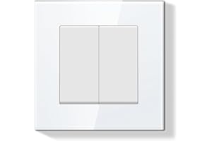 BSEEDLIFE Interrupteur Mural,Interrupteur Encastré avec Cadre en Verre de Cristal,2 Gang 1 Voie,Installation Facile,86 * 86mm,Blanc