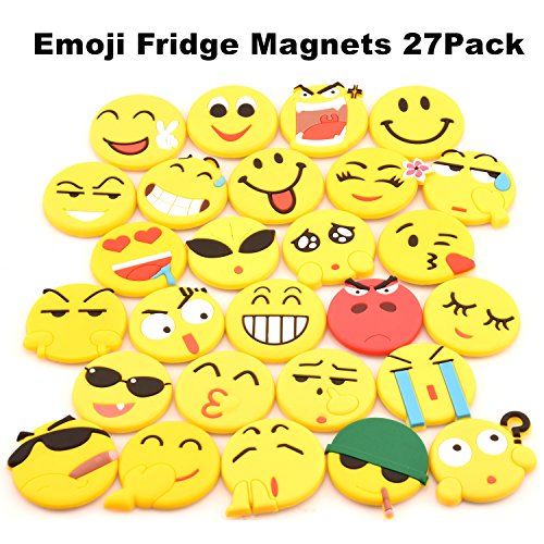 Sld Emoji - Magneti per frigorifero e lavagna bianca, in PVC, 27 pezzi, a forma di emoji, per cucina, ufficio, scuola, armadietto, magnete forte, anche idea regalo
