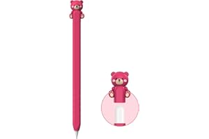 NIUTRENDZ Cute Bear Case for Apple Pencil 2nd Generation Case Silicone Protective Cover Sleeve Skin Accessories【Magnetic Charging & Double Tap】 (Apple Pencil 2nd Generation, 2-Bear Strawberry Pink)