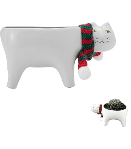 Graziosa fioriera a forma di gatto nero - Regalo per amanti dei gatti, vaso per piante grasse, decorazione da scrivania a forma di animale, decorazione per la casa per mamme gatte, idea