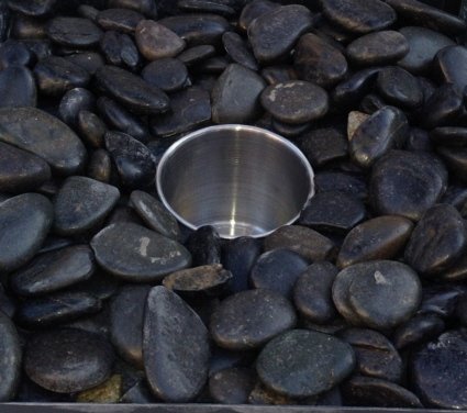 Gartenfeuer Terrassenfeuer Laterne -Lord gross- mit 2 Kg schwarze Steinen - 2