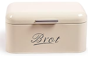 Theo&Cleo Contenitore per Pane con Coperchio, Grande Scatola per Mantenere Il Pane Croccante in Metallo, Adatta per Pane e Biscotti, li conserva a Lungo a Senza umidità, Design retrò, Beige