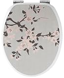 GELCO DESIGN Soft-Close-WC-Sitz - Universal-Toilettensitz mit Absenkautomatik - Chrom-Scharniere - HOLZKERN - 46 x 38 x 5 cm (CHERRY BLOSSOM)