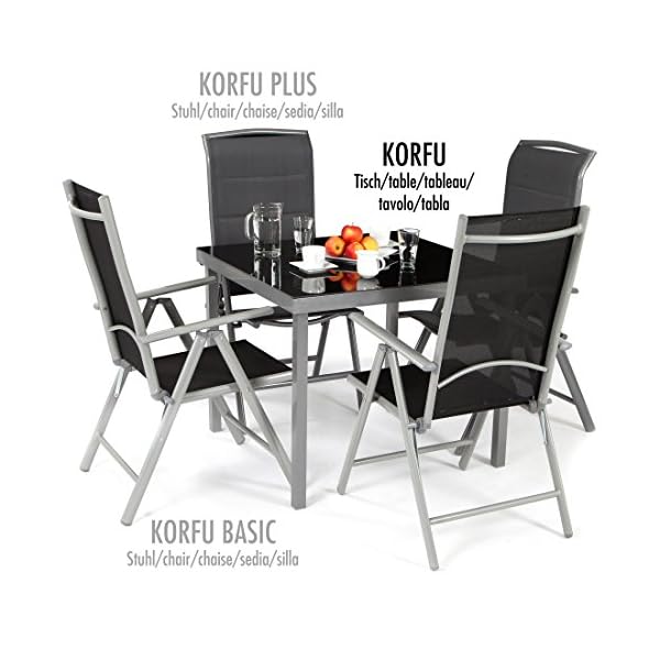 Ultranatura Gartentisch mit Glasplatte der Serie Korfu, Terrassentisch