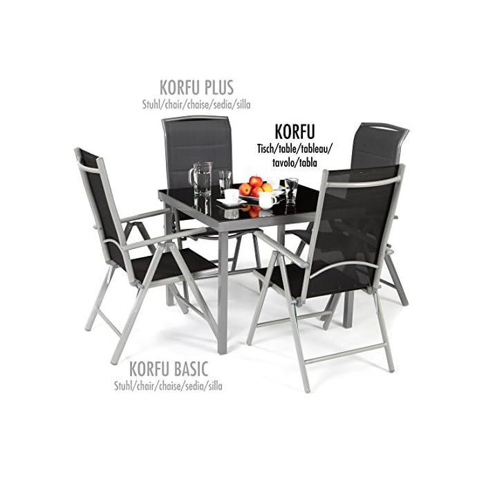 Ultranatura Gartentisch mit Glasplatte der Serie Korfu, Terrassentisch