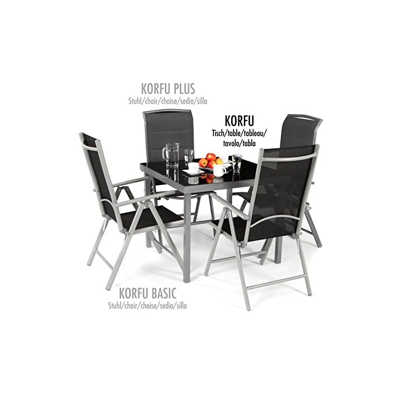 Ultranatura Gartentisch mit Glasplatte der Serie Korfu, Terrassentisch