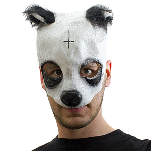 Detailgetreue Panda Maske – Pandamaske aus Latex mit Kreuz & Träne Tiermaske - 3