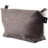 Handgemachter Kulturtasche Grau Leinen, Toilettenbeutel, Naturleinen Kosmetiktasche