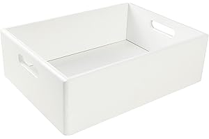 Creative Deco XL Duża Drewniana Skrzynia do Przechowywania Biała | 40 x 30 x 13 cm (+/- 1 cm) | z Uchwytami | Idealna na Dokumenty, Cenne Przedmioty, Zabawki i Narzędzia