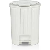 12 Litre Bas A&ccedil; Kapaklı &Ccedil;&ouml;p Kovası - Click Kapak Pedallı &Ccedil;&ouml;p Kovası Banyo Mutfak &Ccedil;&ouml;p Kovası (Beyaz)
