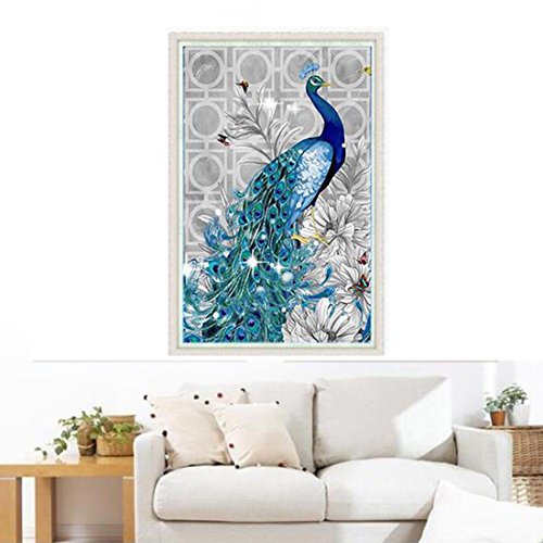 5D Diamant Stickerei Bilder Rhinestone klebte diy Malerei Kreuz Stich Tierpfau Rechts - 2