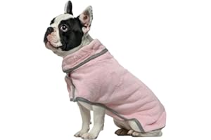 PetSmiler Dog Bathrobe - Absorbent Bathrobe Dog with Velcro Dog Bathrobe Small Dogs Dries Quickly Dog Bathrobe After Bathing, Swimming or Walking in the Rain (Pink XS)