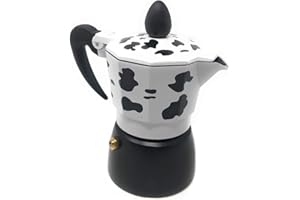 VETRINE INRETE Vetrineinrete® Caffettiera effetto mucca moka 1 2 3 o 6 tazze macchina del caffè in alluminio per espresso idea regalo (2 tazze) 61031