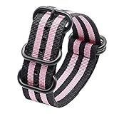 FERZA Home 8 Highend NATO-Armbanduhr aus Nylon mit Edelstahlschnalle (Color : Black, Size : 24)