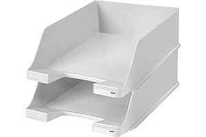 ‎HAN HAN Briefablage KLASSIK XXL - 2 STÜCK, DIN A4/C4, extra hohe Ausführung, Schreibtisch Organizer, Bürobedarf, Büromaterial, Briefkorb, Dokumentenablage, 1047-11, lichtgrau