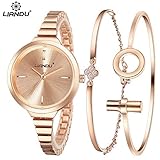 Webla Armbanduhr Uhr für Weibliche Studenten Mädchen Damen Uhrenarmband dünne Edelstahl Band-analoge Quarz Uhr (Rose Gold)