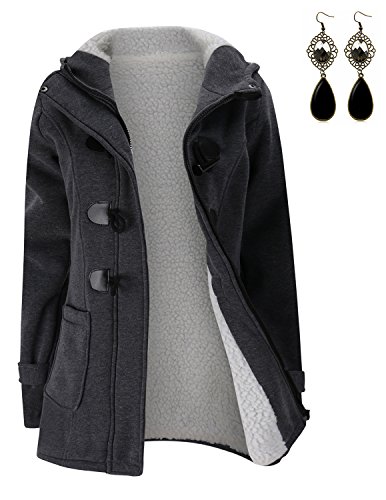 M-Queen Mujer Sudaderas con capucha con Horn botones Abrigo Chaqueta Hoodie Pullover Sweater Suéter Suelta Invierno