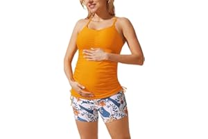 MAACIE Maillot de Bain de maternité Tankini Mode Maillot de Bain en Tissu Lisse Ultra Doux pour la maternité