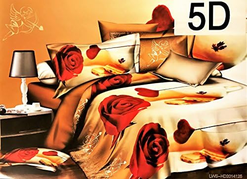 Duvet Cover Set Finca Rose 3D Effect Quilt Bedding Sets with Pillow Cases Flat Sheet And Cushion Cover King Size Bed