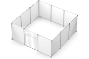 Langxun Wybieg dla małych zwierząt domowych, regulowany rozmiar i wysokość, kojec, szafka, organizer typu „zrób to sam”, kolor biały (43 x 32 cm, 12 szt.)