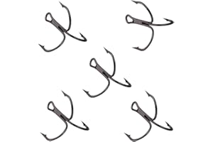 FIYSON 50 pcs hameçons de pêche en Acier à Haute teneur en Carbone Triple hameçons Petit Rond courbure Triple Dur leurre cuillère hameçon barbelé hameçons de pêche à Haute teneur en Carbone
