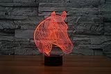 3D Pferd Glühen LED Lampe 7 Farben erstaunliche optische Täuschung Art Skulptur Ferneinstellung Lichter produziert einzigartige Lichteffekte und 3D-Visualisierung für Home Decor-kreative Geschenk - 6
