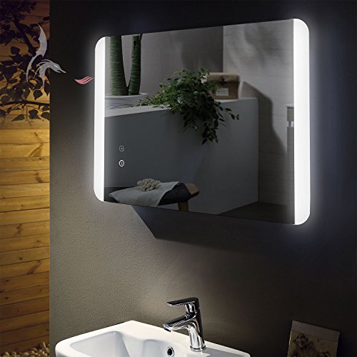 LED Bad Spiegel beleuchtet mit integrierter ANTIBESCHLG SPIEGELHEIZUNG, Füssen 60x80cm, Montage Hoch- und Querformat möglich, Badezimmerspiegel mit Licht oben und unten, Energieklasse A+ - 2