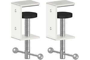 Jhanw Set med 2 svarta superstarka 2,5 cm svarta C-klämmor för skrivbord och bord, klämområde 0–3,8 cm, 2 monteringshål, meta