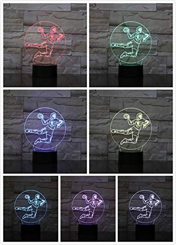 3D LED Night Light Giocatore di pallamano USB Figura gece lambasi Bambini Regalo per bambini Baby Nightlight Sports Desk lampada da comodino veilleuse