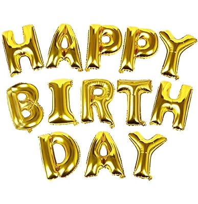 TRIXES Ballons Dorés qui forment les Lettres de HAPPY BIRTHDAY