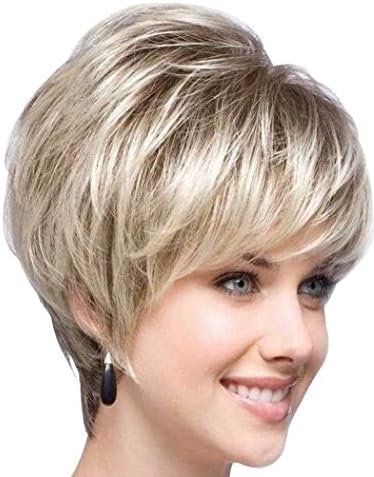 Tsnomore Stylish Shaggy Blond and Black Mixed Short Women Wig