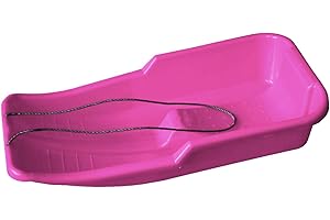 BARGAINS-GALORE Heavy Duty Snow Sledge - For Adults, Winter Toboggan Sleigh Sled With Rope | Plastic Ski Board, Pull Strap - Skateboard for Outdoor Snow, Skiing Board, Speeder, High-Performance