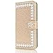 Produktbild 3D Butterfly Bling Glitter Glitzer Diamond Musterg Ledertasche Slim Retro Bookstyle mit Standfunktion Karteneinschub Magnetverschluss Flip Wallet Hülle Schutzhülle für Samsung Galaxy A8 2018