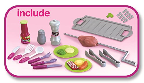 Vinsani Children Kids Pink Light & Sound Barbauqe BBQ Garden Outdoor Party Food Cooking Little Chef Pretend Role Play Toy Set