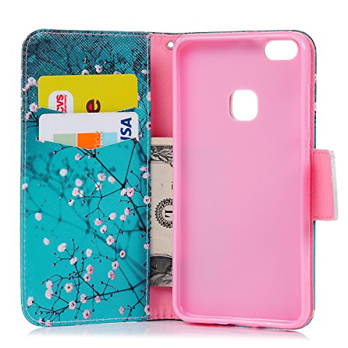 Huawei P10 Lite Funda Libro de Suave Cuero PU Premium - Mavis s Diary Carcasa Con TPU Silicona Case Interna Suave Soporte Plegable Ranuras para Tarjetas y Billetera Cierre Magn  tico - Dise  o de Algod  n