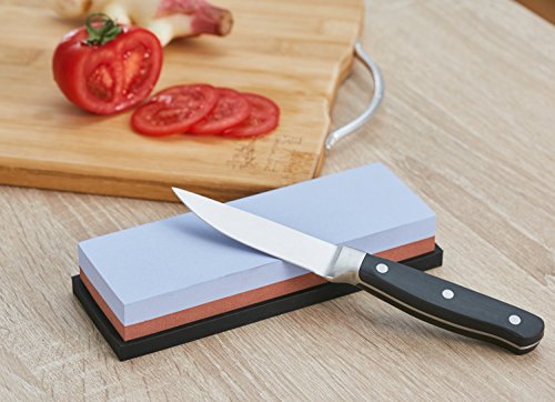 GWHOLE Wetzstein Schleifstein Abziehstein Körnung 240/800 mit Rutschfest Halter - 5