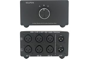 SOLUPEAK Conmutador de audio estéreo XLR de 3 vías, convertidor de audio simétrico, fuente de señal pasiva, selector de entrada de audio, caja divisor 3 en 1 salida (X301)