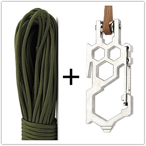 CoolBuyMall 100 Feet Type III 7 Strand Nylon MIL-SPEC 550 Paracord / Parachute Cord with EDC Para-Biner Pulley System Carabiner Paracord Carabiner (Army green Paracord with Carabiner)