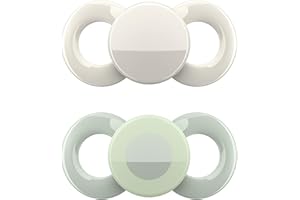 dentistar Day & Night Schnuller 2er-Set – Größe 1 für 0-6 Monate – Zahn- & kieferfreundlicher Silikon Schnuller – Mit Leuchtschnuller für die Nacht – Grau & Grün mit Kreis Motiv – Made in Germany