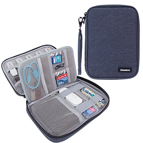 Damero Tasche für USB-Sticks und Speicherkarten, Aufbewahrungstasche Organiser Tasche für Zubehöre, Dunkelblau
