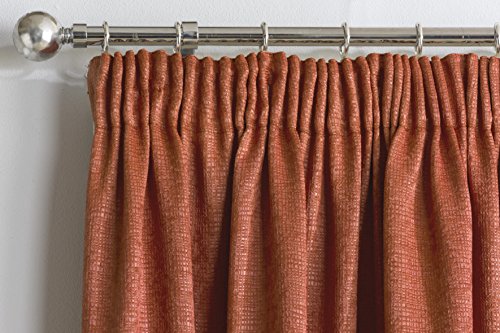 Orange Textured Thermal Blockout Pencil Pleat Tape Top Curtains 66