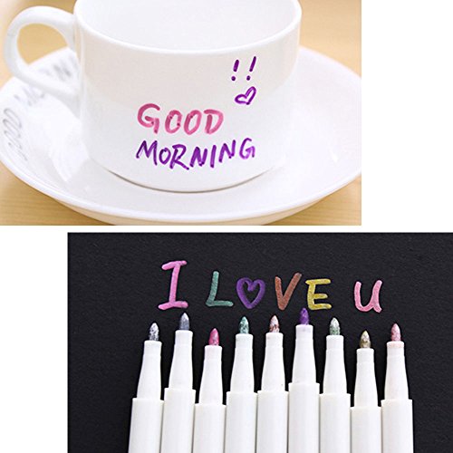 Audel Metallic Marker Pens, Satz von 10 Farben für Kartenherstellung DIY Fotoalbum Gebrauch auf irgendeiner Oberfläche-Papier Glas Kunststoff Keramik - 6