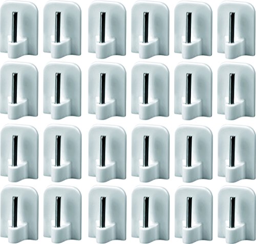 Preisvergleich Produktbild 24 Stück Gardinenhaken selbstklebend, Klebehaken Gardinenstange-Vitragestange, Aus Kunststoff mit Metallstift, Weiß, 16x24mm
