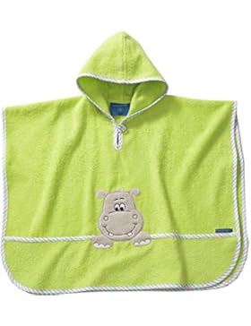 Morgenstern, hochwertiger Frottee - Bade - Poncho aus 100 % Baumwolle, Farbe grün Motiv Nilpferd, Hippo, Größe...