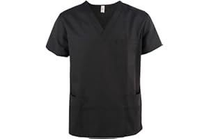 JONATHAN UNIFORM Blouse Médicale Homme Coton 3 Poches Tenue Médecin Manches Courtes, V Col Blouse Dentiste Homme Vêtements Médicals