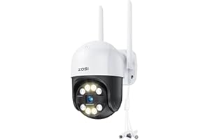 ZOSI C289 2K 3MP Cámara de Vigilancia Seguridad WiFi PTZ Exterior con Enchufe, Visión Nocturna en Color, Detección y Seguimiento de Persona, Audio Bidireccional