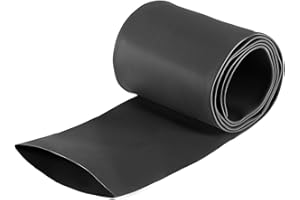 sourcing map Tubo Termorretráctil, Termoretractil 1m Longitud, Ancho Plano de 80mm, Ø 50mm, Relación 2:1, Tubo Termoretractil para Protección el Cable, Prevenir la Corrosión del Metal, Negro